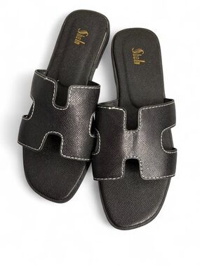 Black Slide Sandals for Women